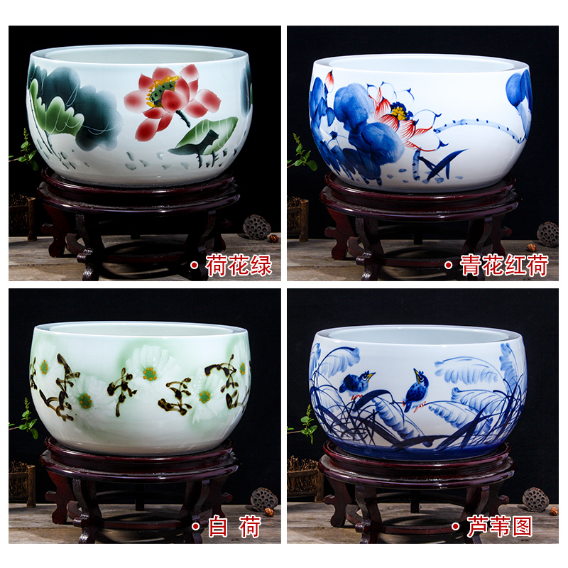 Jingdezhen ceramic aquarium raising goldfish bowl lotus lotus basin tortoise cylinder tank sitting room place lotus