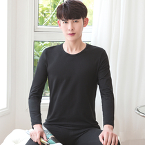 Youth summer autumn clothes and autumn pants solid color cotton mens underwear junior high school students pajamas mens autumn and winter one thin set
