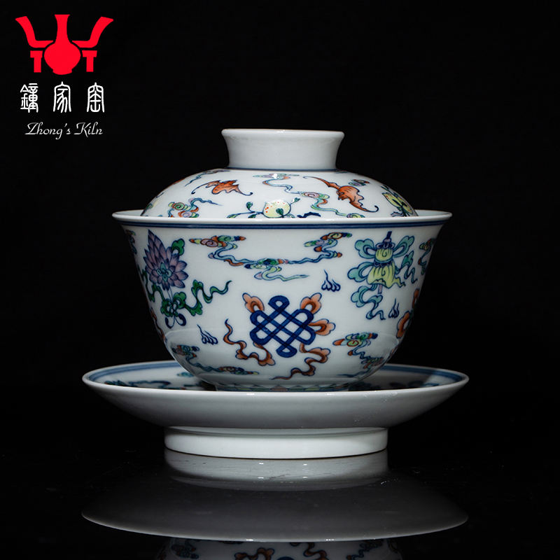 Clock home up tureen jingdezhen porcelain cups color bucket maintain sweet tureen and high - end tea bowl of tea bowl