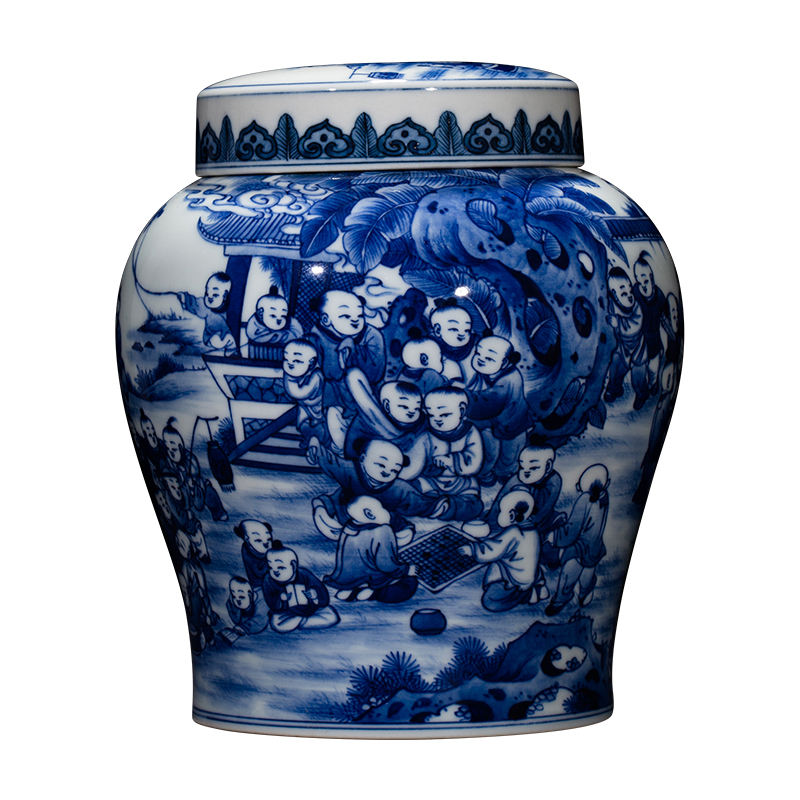 Clock home up ceramic tea pot home jingdezhen porcelain maintain figure figure POTS sealed jar hand - made the ancient philosophers