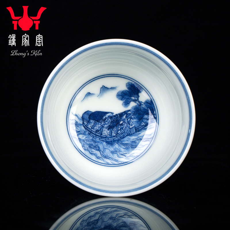 Have blue and white porcelain up jingdezhen porcelain cups maintain master cup single hand - drawn cup classic qingming scroll