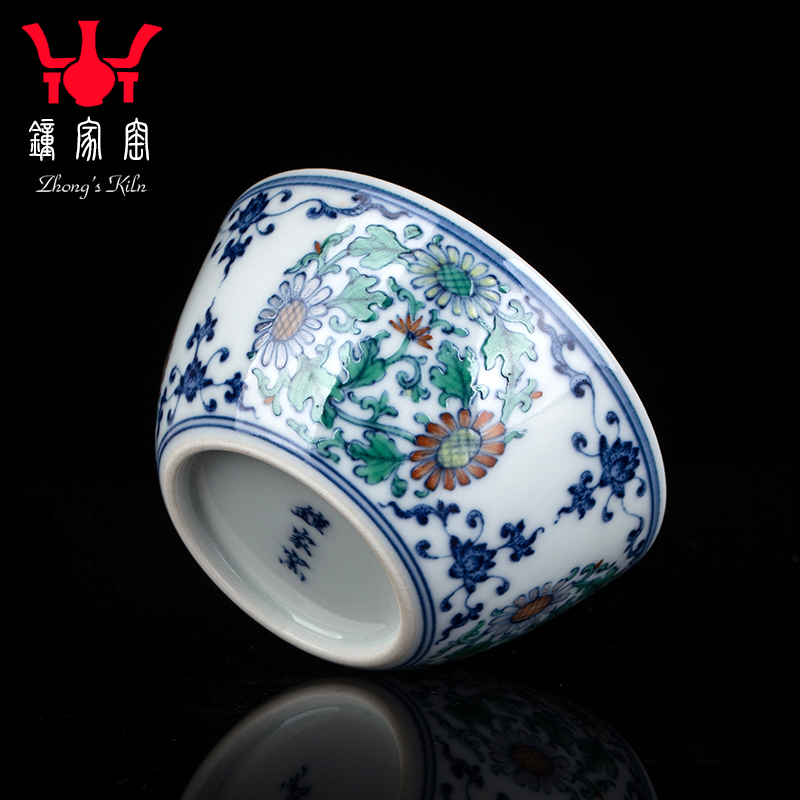 Clock home trade, one cup of jingdezhen blue and white color bucket maintain all hand group by grain kung fu tea cups of female