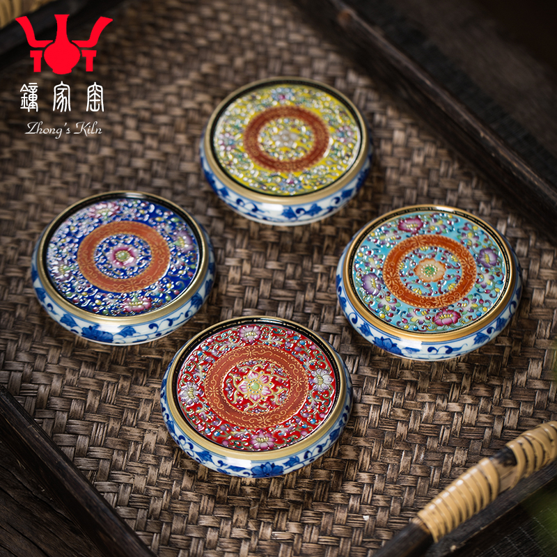 Clock home jingdezhen up hand - made bound branch lines colored enamel covered buy checking tea accessories lid are it cover pad