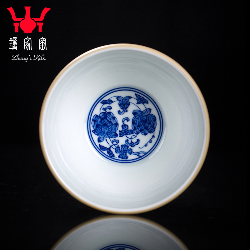 Clock home trade, one cup of single cup of jingdezhen blue and white manually wrapped branch pattern colored enamel sample tea cup trill small cup