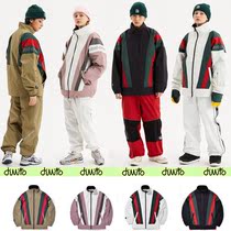2021DIMITO Korean ski suit upright collar blouses waterproof and warm clothing pants male and female single double plate outer black turquoise pink