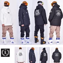 1920LOG Korean ski suit mens and womens single and double board waterproof wear-resistant warm thick cotton breathable pullover black and white