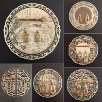 Chinese classical furniture copper accessories pure copper handle cabinet door Four Seasons peace blessing character round pattern back Pattern full copper handle