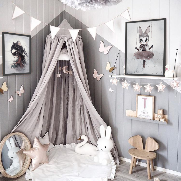 北欧风ins水彩马戏团儿童房有框画挂画墙壁画装饰画_7折现价26元