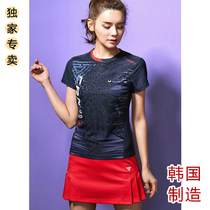 South Korea imported badminton clothing (set) womens collaian short sleeve sports T-shirt 2006 quick-drying