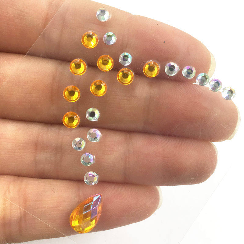 舞台脸贴珍珠带胶diy眉心眼贴额头脸部水晶贴背胶亚克力水贴钻纸