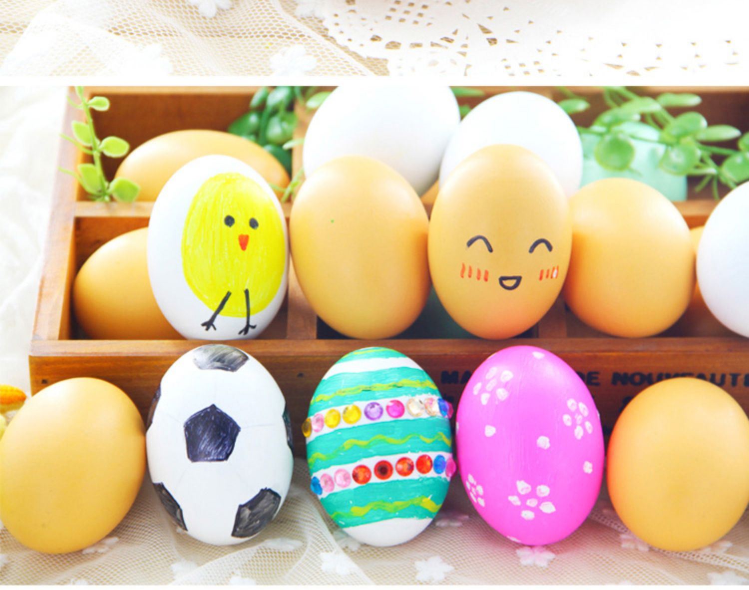 复活节彩蛋玩具蛋diy装饰幼儿园儿童手工制作材料包彩绘仿真鸡蛋