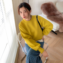 EAMODE homemade autumn new simple cocoon type air layer sweater women fashionable space cotton coat short coat tide