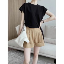 EAMODE summer new skin-friendly breathable round neck sleeveless side knotted Joker T-shirt womens simple temperament shirt