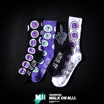 Purple eyeball socks mens mid-tube socks autumn and winter street skateboarding sports stockings womens cotton trendy mens long tube basketball