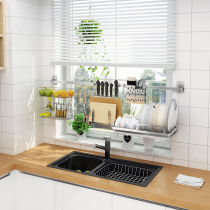 Punch-free 304 stainless steel kitchen rack Wall-mounted multi-function storage rack Dish rack seasoning rack DIY accessories