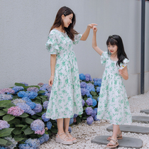 With Artisan 2022 Summer Dress New Pure Cotton Pro-Childrens Day Department Holiday Wind Small Blossom Thin and Mother-daughter Dress Dress