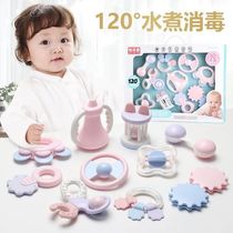 Newborn baby toy tooth gum hand bell can be boiled 3-6-12 months 5 puzzle girl boy 0-1 year old