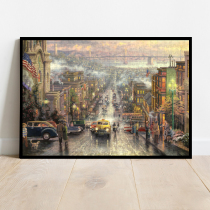 Wood puzzle 1000 piece Street landscape oil painting adults decompression children gift 500 handmade girlfriend 300