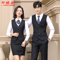 Hotel waiter overalls spring and summer mens vest 4s overalls KTV bank white shirt professional set women