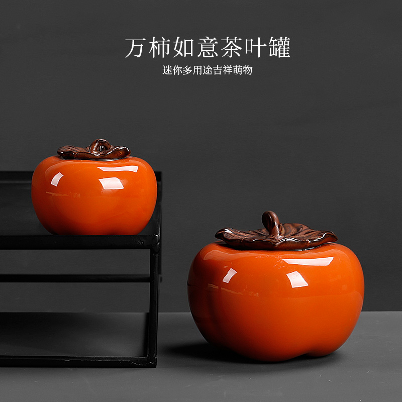 Persimmon tea pot sitting room is the best gift boxes all Persimmon ruyi simulation furnishing articles ceramic large super jumbo