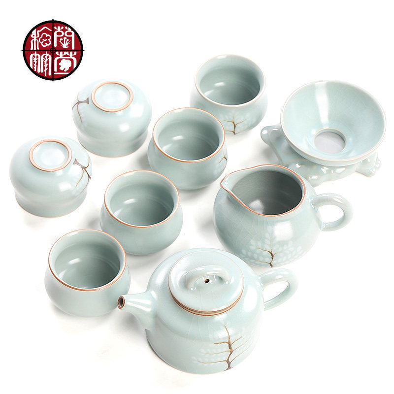 The porcelain tea set piece of ice to crack open your up can raise The from The days of a complete set of cyan a pot of six cups of tea