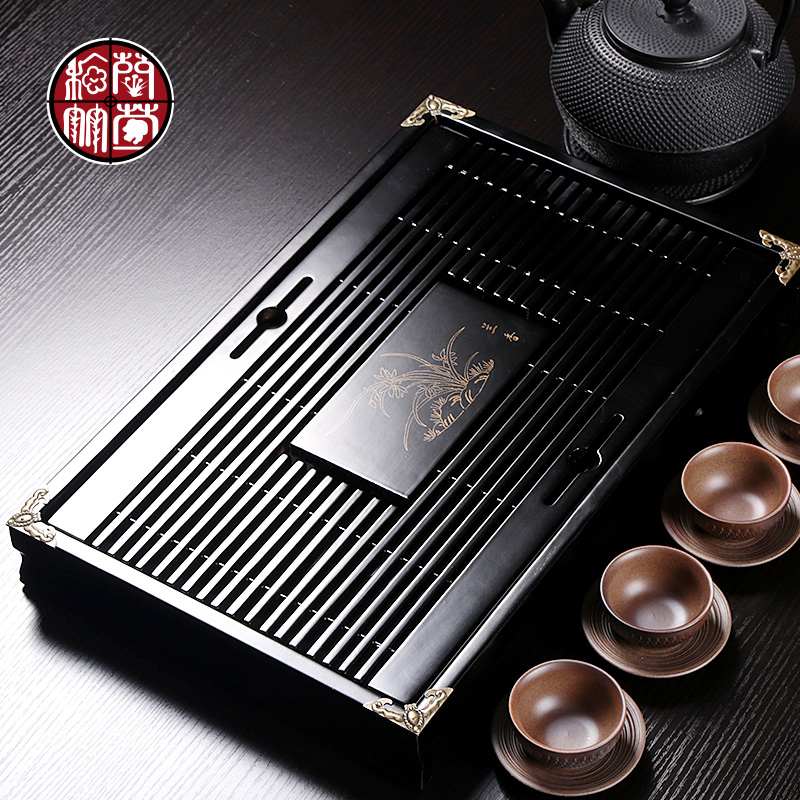 Solid wood tea tray was kung fu tea set drainage water mini household small dry the draw - out type tea table, making tea tray