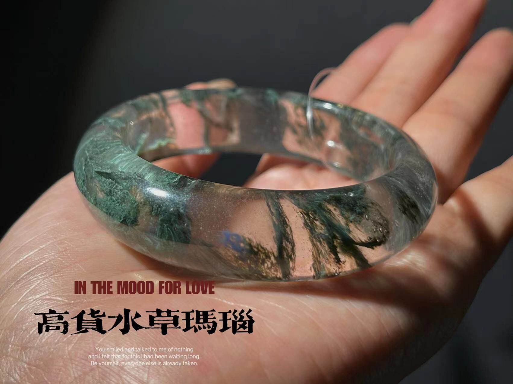 一物一图天然印度水草七彩玛瑙手镯高品质民族风时尚饰品镯子实拍