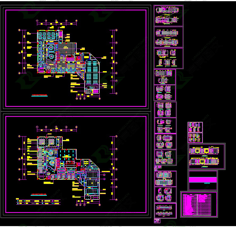 酒店cad平面效果图库工装立面设计施工图餐厅客房室内设计装修