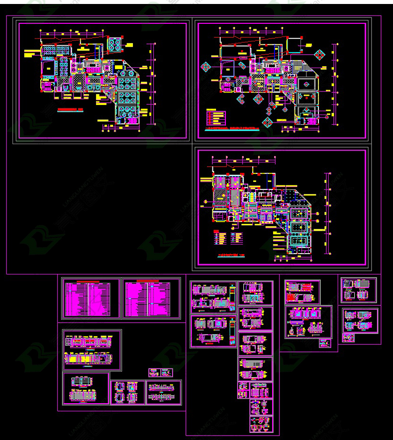 酒店cad平面效果图库工装立面设计施工图餐厅客房室内设计装修
