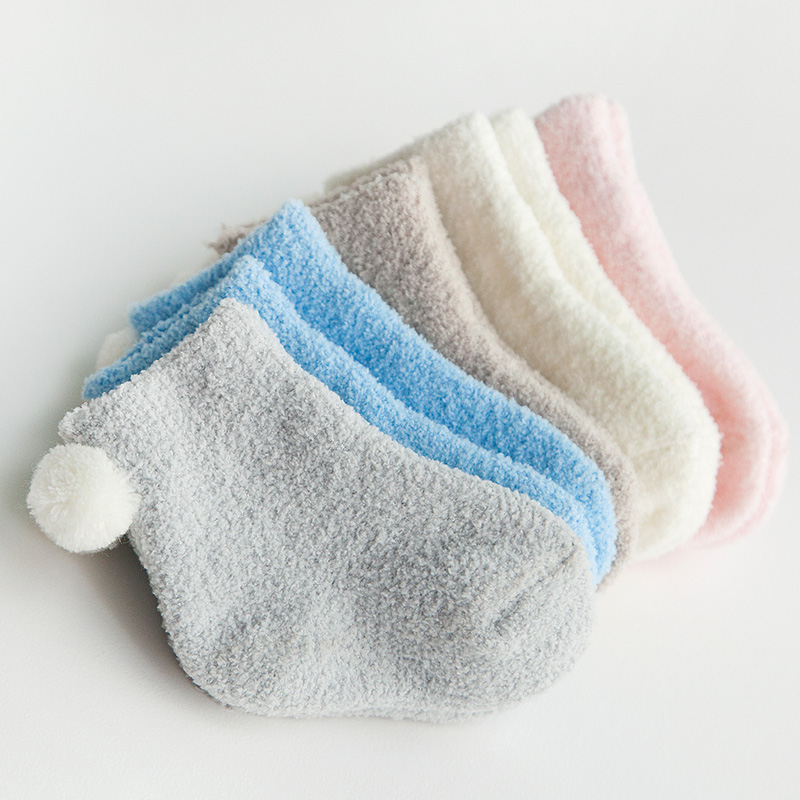 初生婴儿袜子 0-3-6-12个月秋冬婴儿棉袜 宝宝珊瑚绒袜子 0-1-3岁产品展示图3