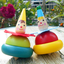 Wooden intellectual building blocks early education toys desktop parent-child clown top 1-3-6 year old kindergarten childrens gifts