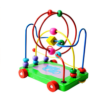 1-3-6 years old kindergarten childrens gifts wooden quality intelligence early education toy beaded trailer beaded beaded beaded car