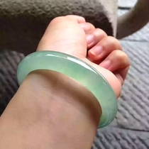 Natural jade jade bracelet floating flower jade bracelet Light green jade bracelet a goods jade womens bracelet