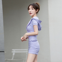 2022 Summer thin Pure Cotton Sweatshirt Running Suit Tshirt Shorts Shorts Fashion Sensible Leanhood Casual Sports Suit Woman