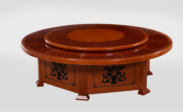 酒店电动餐桌大圆桌子旋转16人宴会大餐桌15人实木火锅餐桌椅组合