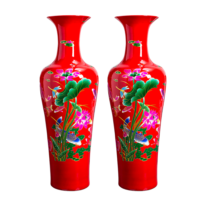 Jingdezhen ceramics from year to year for China 's big red vase household of Chinese style villa hotel decoration furnishing articles