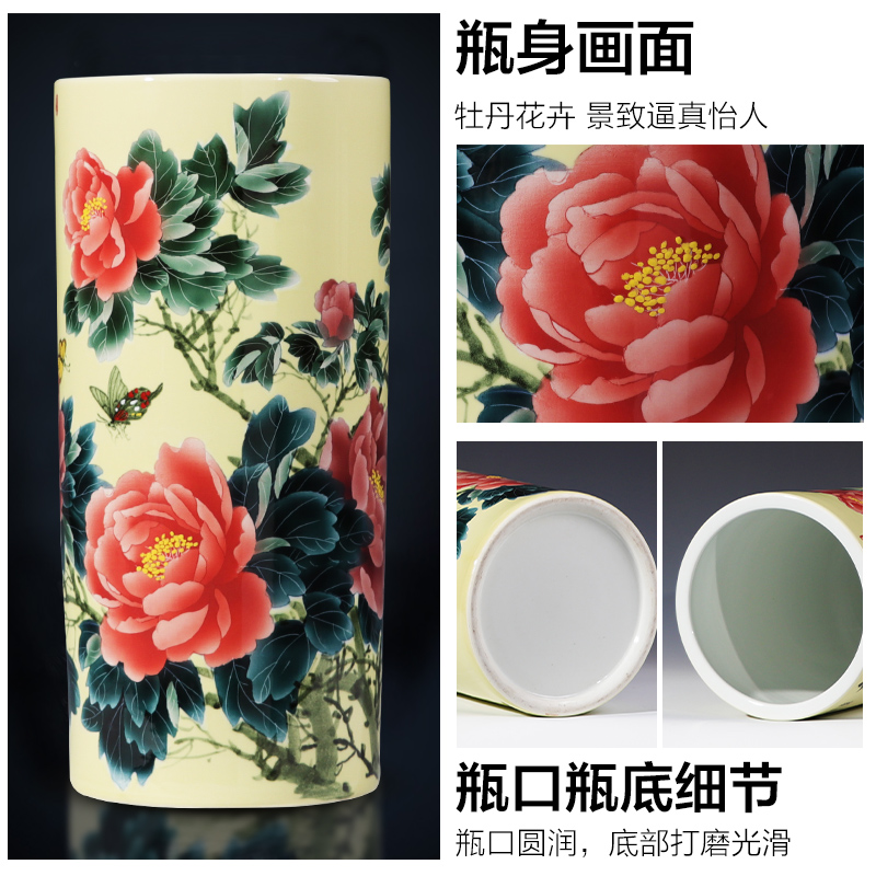 Jingdezhen ceramics hand - made straight large landing quiver vases, new Chinese style home sitting room adornment is placed