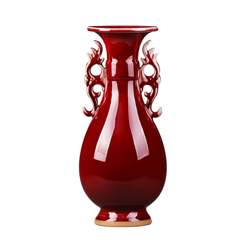 Jun porcelain jingdezhen porcelain ceramics ears open piece of ruby red vases, flower arranging furnishing articles sitting room of Chinese style household decorations