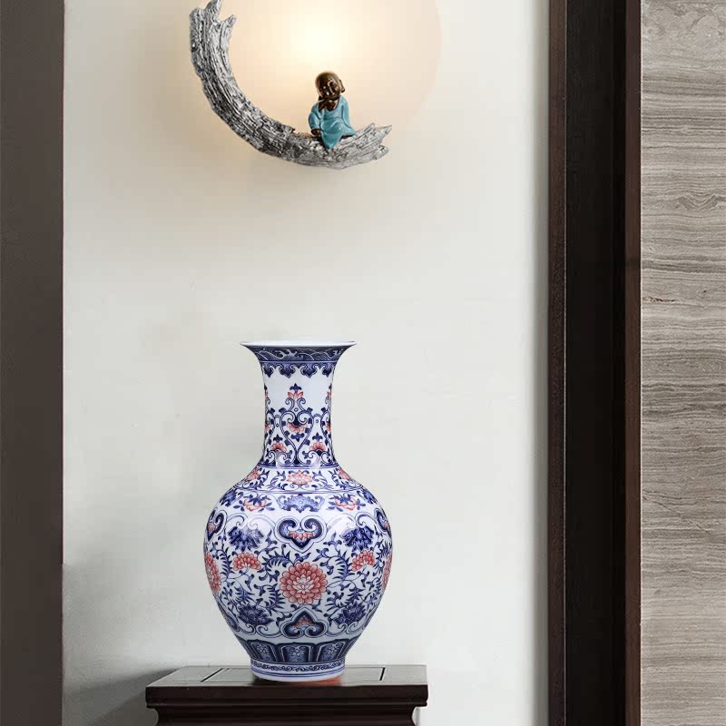 Jingdezhen ceramics antique hand - made large blue and white porcelain vase of new Chinese style household living room TV cabinet decoration