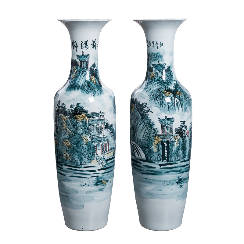 Jingdezhen porcelain ceramic hand - made bright future landing large blue and white porcelain vase home furnishing articles hotel decoration