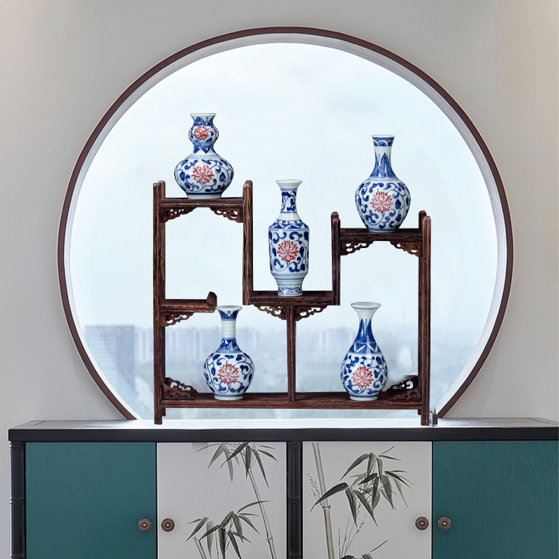 Jingdezhen blue and white porcelain hand - made ceramic mini creative flower arranging flowers floret bottle rich ancient frame furnishing articles suit