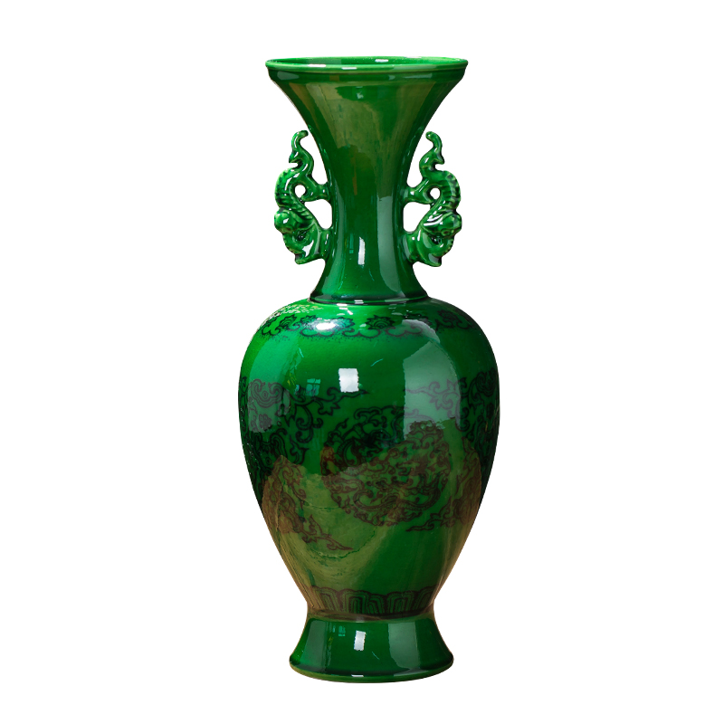 Emerald green ideas in jingdezhen ceramics vase furnishing articles sitting room TV cabinet decoration of Chinese style household furnishing articles