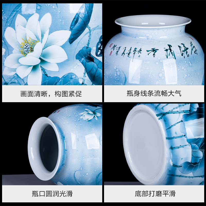 Jingdezhen ceramics hand - made expressions using lotus of blue and white porcelain vase furnishing articles housewarming gift of Chinese style household ornaments