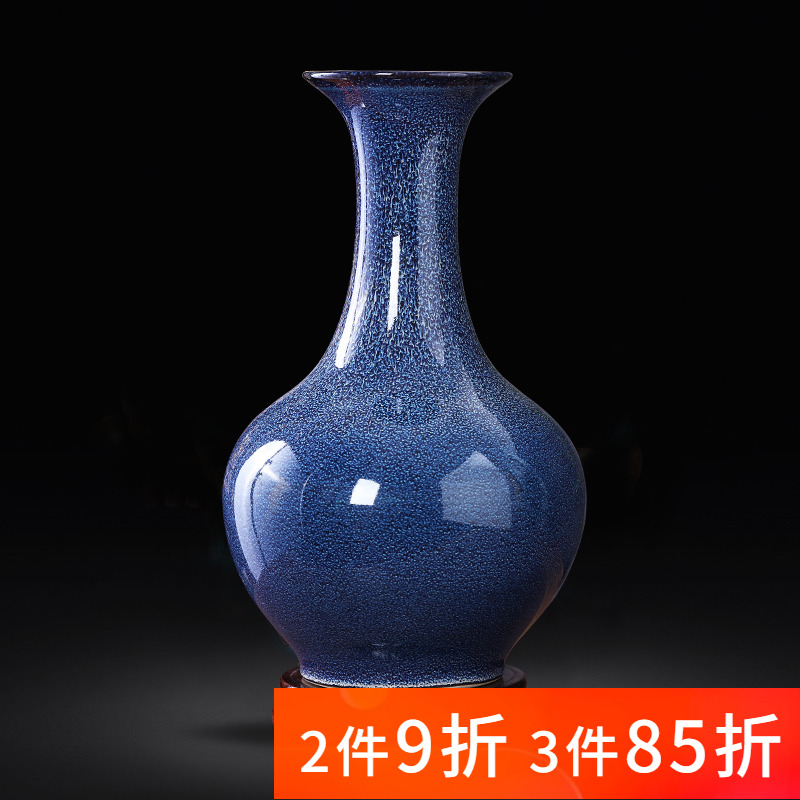 Jingdezhen porcelain ceramic up blue vase flower arranging place of new Chinese style household living room TV cabinet decoration