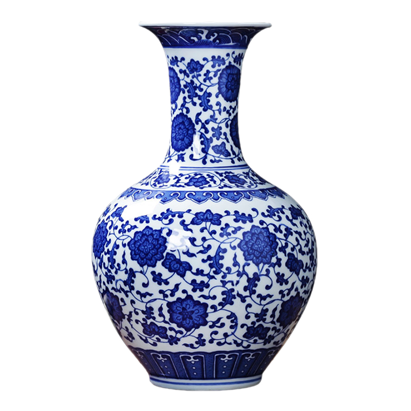 Furnishing articles antique Chinese blue and white porcelain is jingdezhen ceramics vase household decorates sitting room flower arranging rich ancient frame accessories