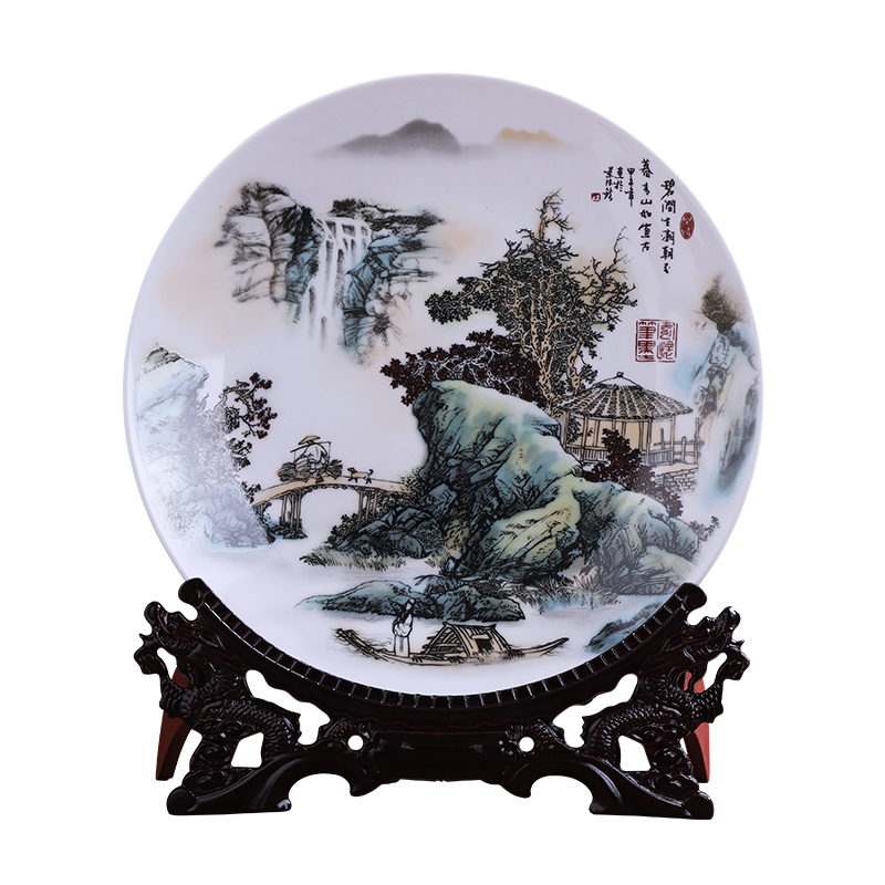 Jingdezhen porcelain ceramic decoration plate sit plate is placed large sitting room of the new Chinese style household adornment 41 cm plate