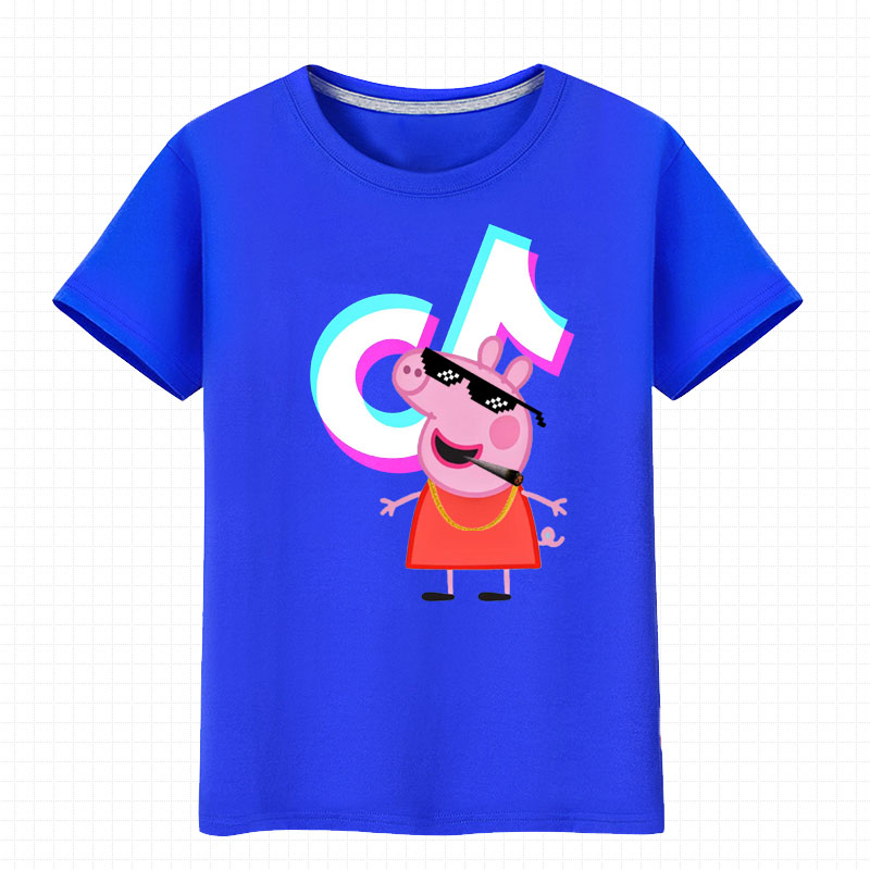 小猪佩奇社会人男女学生佩琪圆领女生T恤抖音