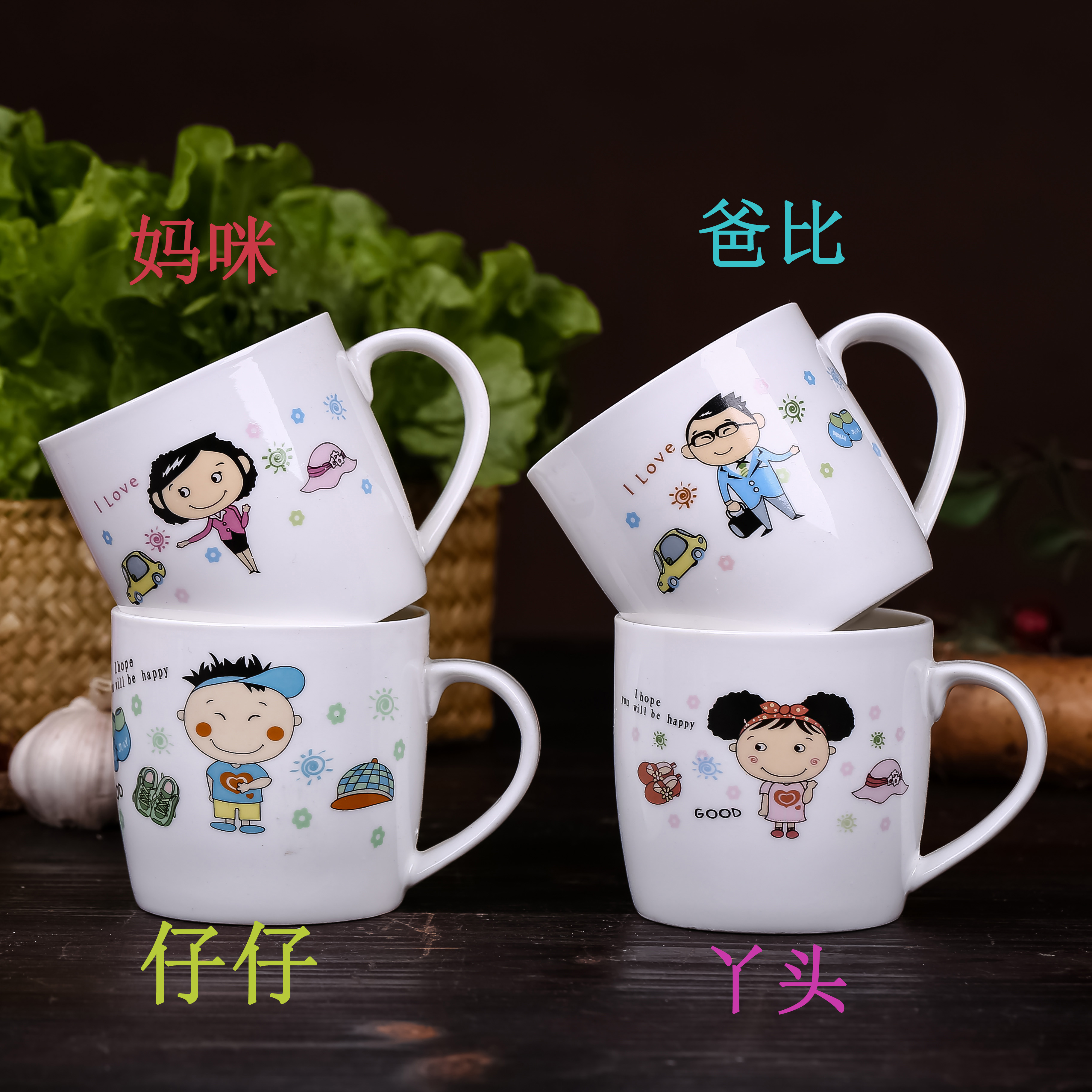 Jingdezhen pottery parent - child cartoon cup new lovely of creative brushing cup a cup of coffee cup