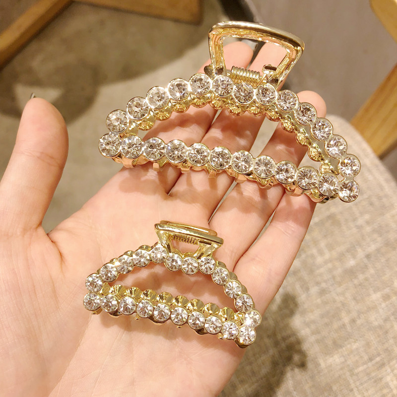 韩国东大门奢华珍珠水钻抓夹 精美时尚刘海夹发夹边夹成人发饰品