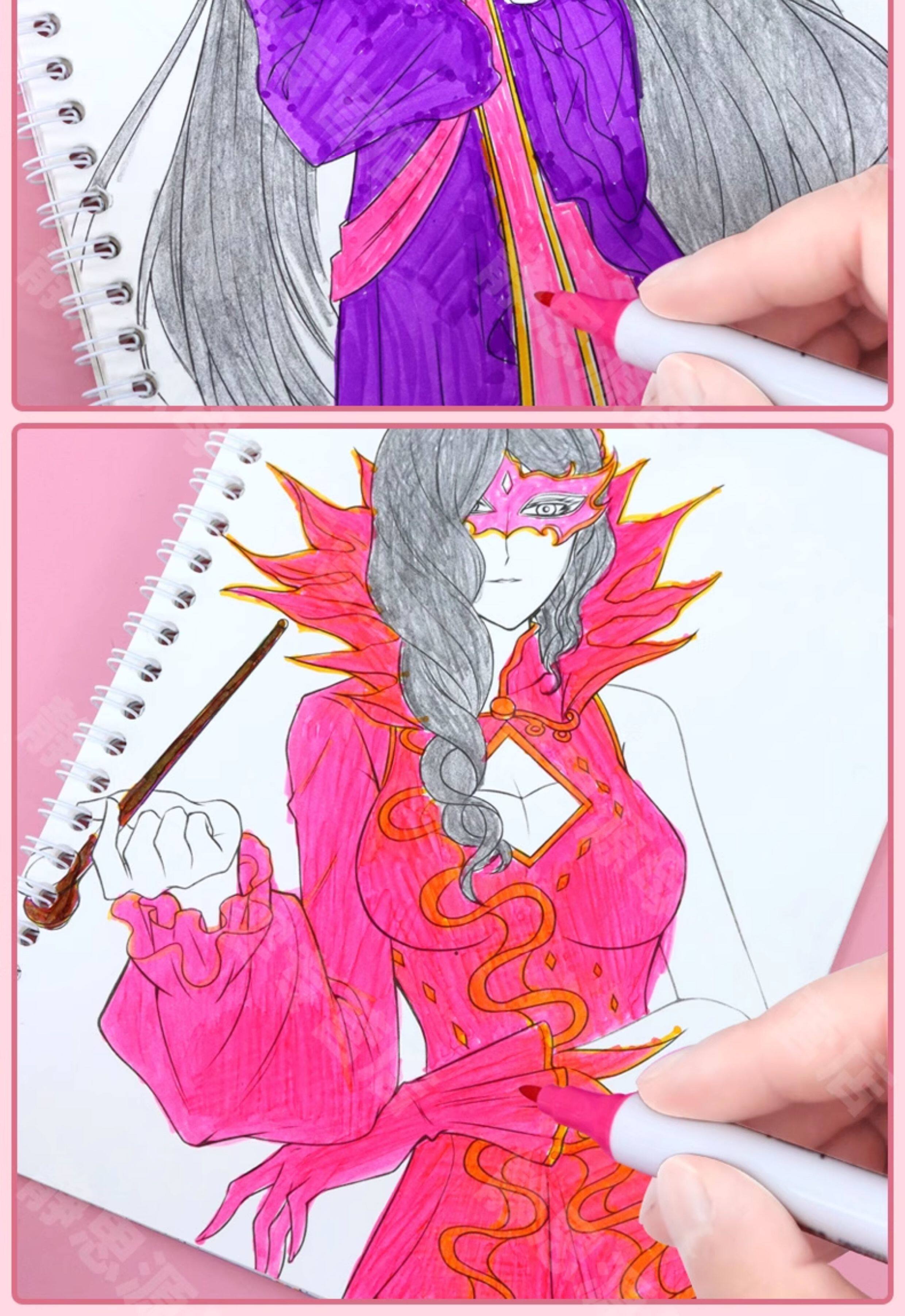 叶罗丽涂色画画本马克笔绘画专用3